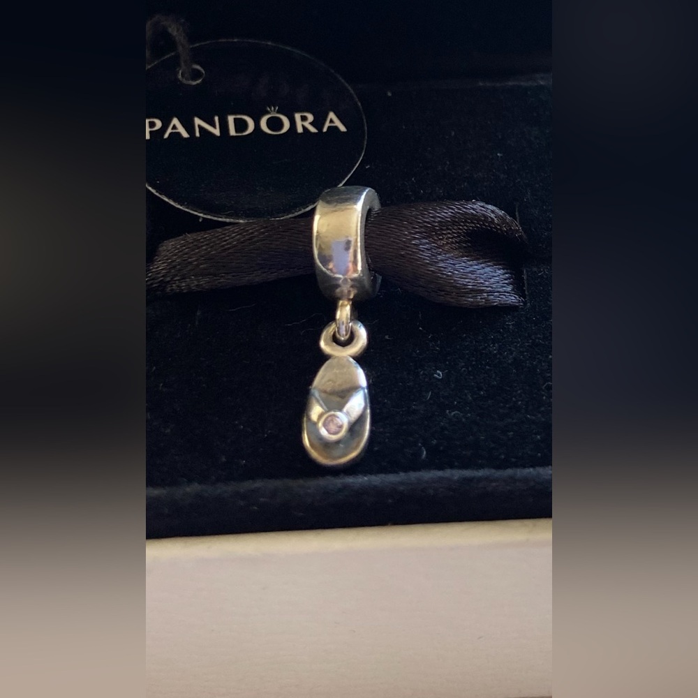Pandora Silver Flip Flop Charm with Crystal Accent! Ale 925